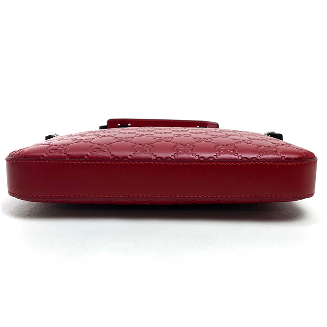GUCCI グッチ 406410 シグネチャー メッセンジャーバッグ グッチシマ ショルダーバッグ レザー レッド レディース