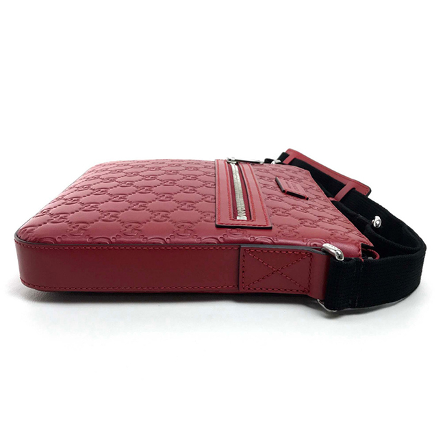 GUCCI グッチ 406410 シグネチャー メッセンジャーバッグ グッチシマ ショルダーバッグ レザー レッド レディース