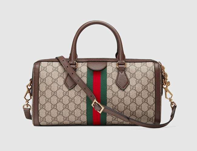 GUCCI グッチ エンボスロゴラゲージタグ付きボストンバッグ GG柄 ベージュ×ブラウン ショルダーバッグ ハンドバッグ 547953 9C2ST 8746