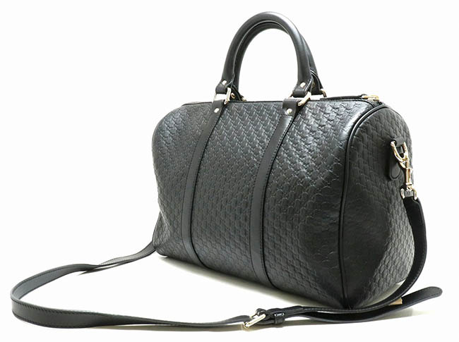 GUCCI グッチ マイクログッチシマ 2WAY ボストンバッグ ハンドバッグ ショルダーバッグ レザー 黒 ブラック アウトレット品 449646 BMJ1G 1000