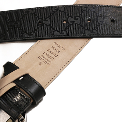 グッチ ベルト GUCCI GG インプリメ インターロッキング G バックル レザー ブラック 223891 FU49Z 1000