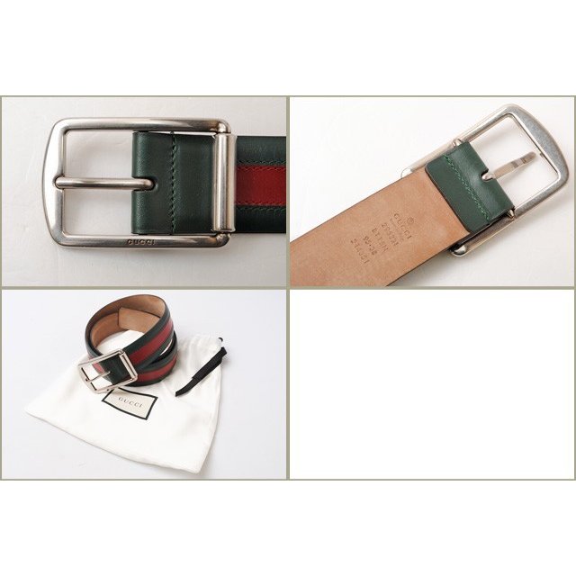 グッチ ベルト メンズ GUCCI シェリーライン グリーン/レッド レザー 295331 BTT5N 8460
