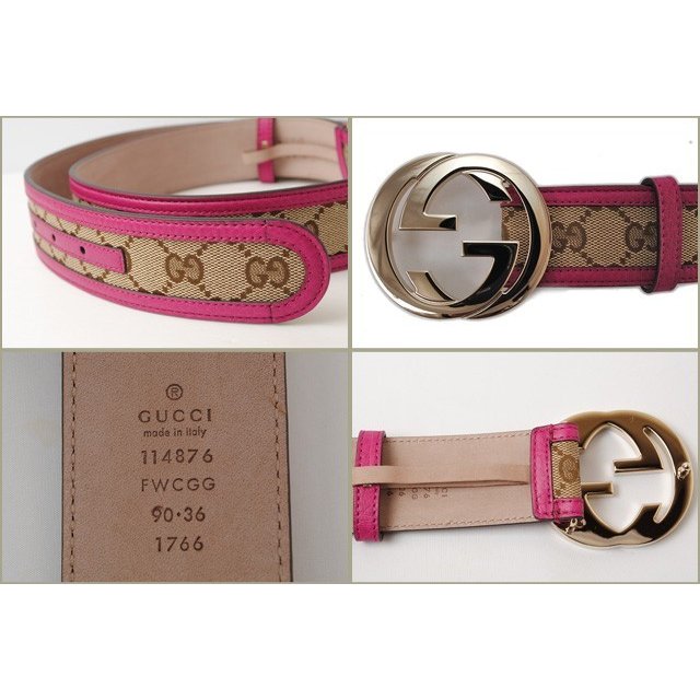 グッチ ベルト ユニセックス GUCCI GGバックル GGブラウン/ベージュ ピンク 114876 FWCGG 8961 アパレル アウトレット
