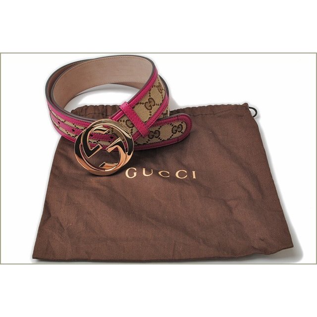 グッチ ベルト ユニセックス GUCCI GGバックル　GGブラウン/ベージュ ピンク　114876 FWCGG 8961 アパレル アウトレット