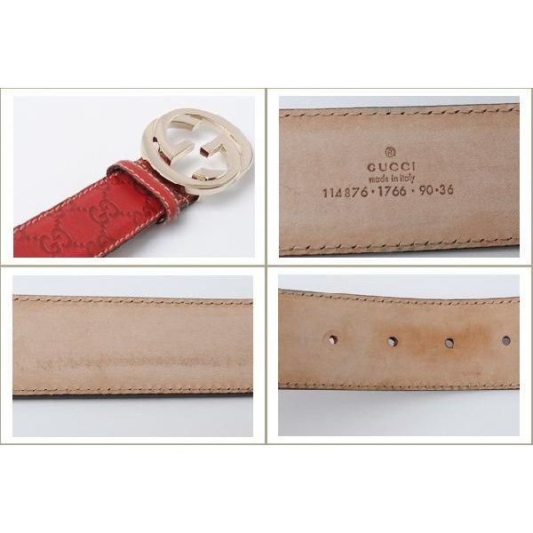 GUCCI グッチ アパレル　ユニセックスベルト インターロッキングGバックル　グッチシマ　ダークレッド　114876 AA61G