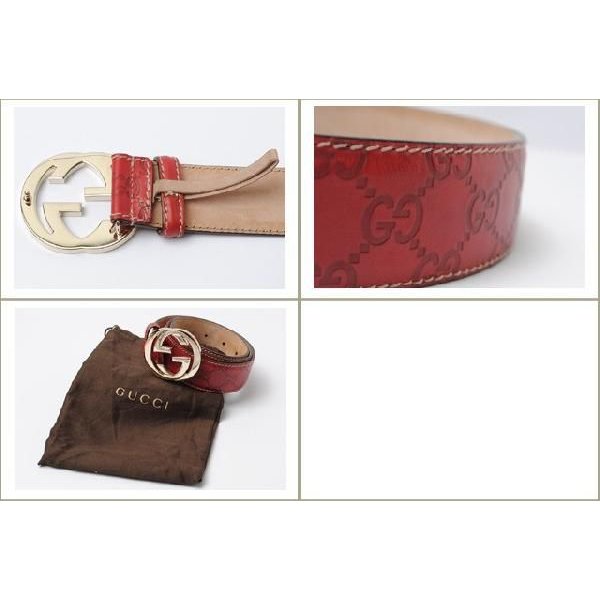 GUCCI グッチ アパレル　ユニセックスベルト インターロッキングGバックル　グッチシマ　ダークレッド　114876 AA61G