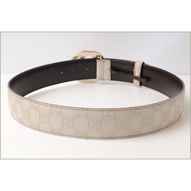 グッチ ベルト GUCCI ユニセックス GGバックル GGアイボリー ゴールド金具 114876