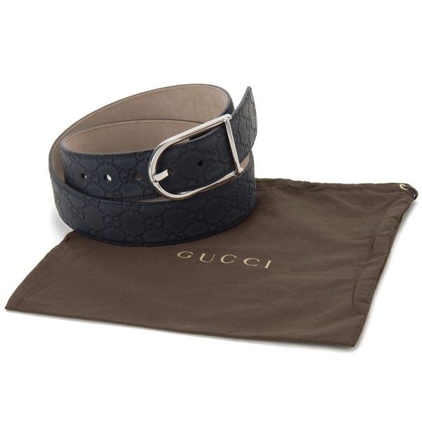 グッチ GUCCI メンズ ベルト (95) 245868 AF60N 4009 ラバー グッチシマ ビジネスベルト ブルー
