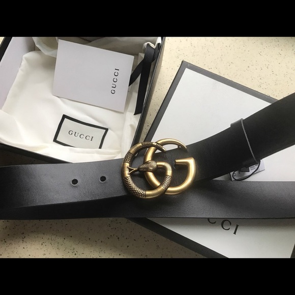 グッチ GUCCI クイーンマーガレット レザーベルト LEATHER BELT WITH DOUBLE G BUCKLE WITH SNAKE 458949 CVE0T 1000