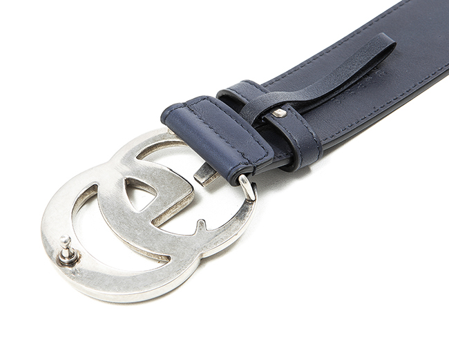 グッチ 《GUCCI》 ダブルGGシルバーバックル レザーベルト397660 AP00N 4009