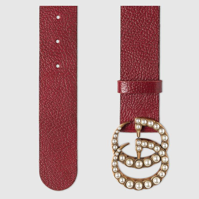 グッチ GUCCI パール ダブルG バックル レザー ベルト453260 DU53T 8984