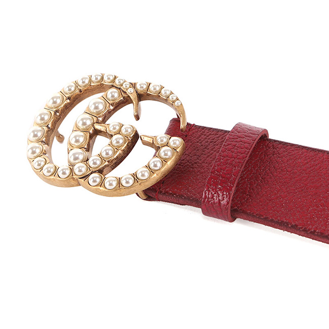 グッチ GUCCI パール ダブルG バックル レザー ベルト453260 DU53T 8984