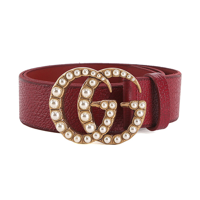 グッチ GUCCI パール ダブルG バックル レザー ベルト453260 DU53T 8984
