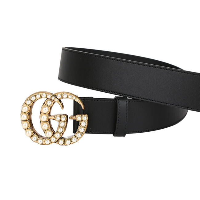 GUCCI パール ダブルG バックル レザー ベルト 453260 DLX1T 9094