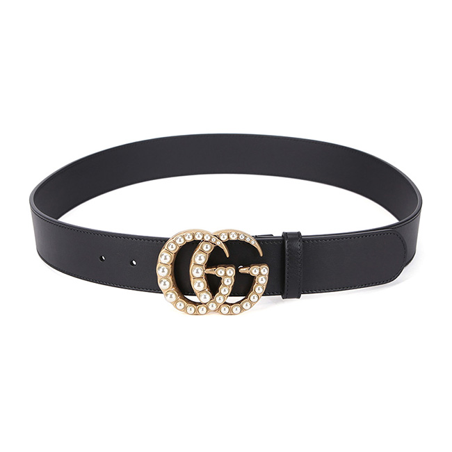 GUCCI パール ダブルG バックル レザー ベルト 453260 DLX1T 9094