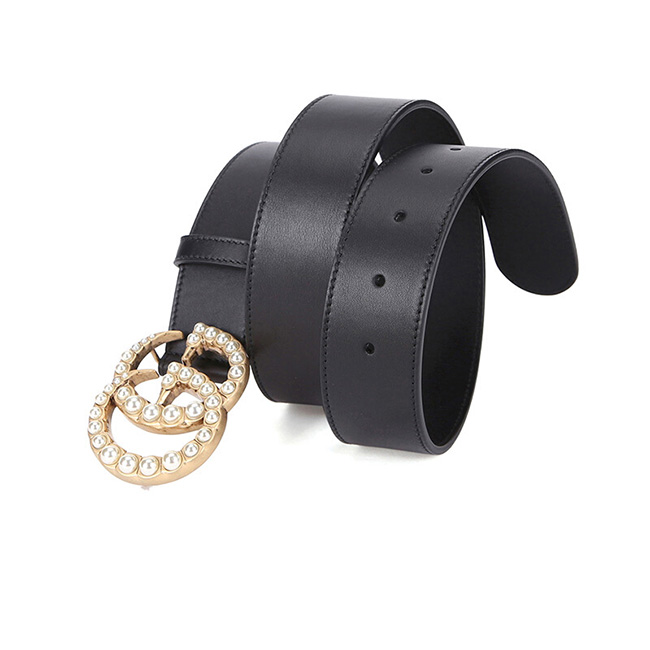 GUCCI パール ダブルG バックル レザー ベルト 453260 DLX1T 9094