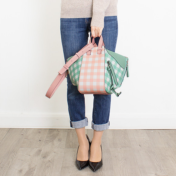ロエベ LOEWE バッグ レディース 2WAYハンド/ショルダーバッグ サーモンピンク HAMMOCK GINGHAM SMALL [ハンモック スモールバッグ] 321 04 S35 7736