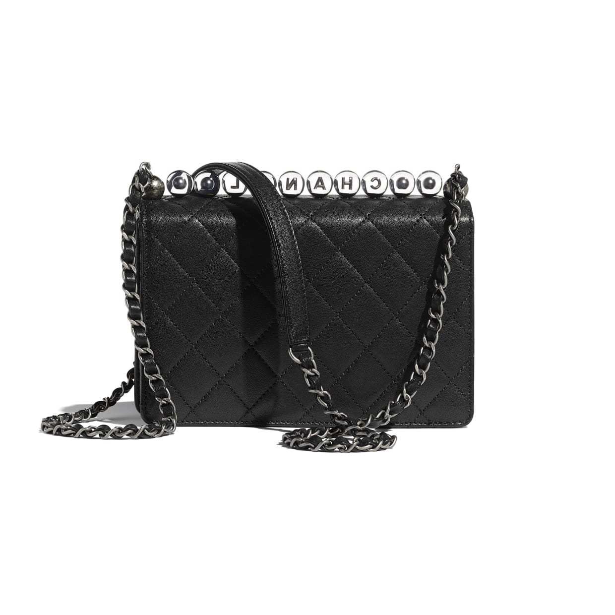 シャネル CHANEL フラップ バッグ ゴートスキン ビーズ ショルダーバッグ CC パール ラムAS0585 B02884 94305