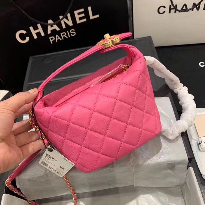 シャネル CHANEL ハンドバッグ 斜め掛け ラムスキン  ゴールド金具 ピンク AS1746LBLKGP