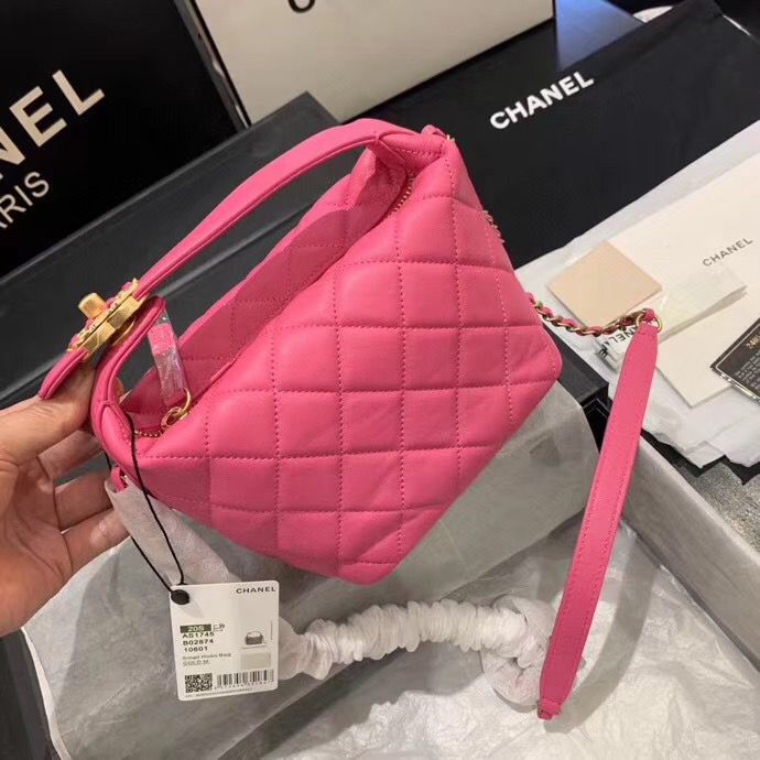 シャネル CHANEL ハンドバッグ 斜め掛け ラムスキン  ゴールド金具 ピンク AS1746LBLKGP