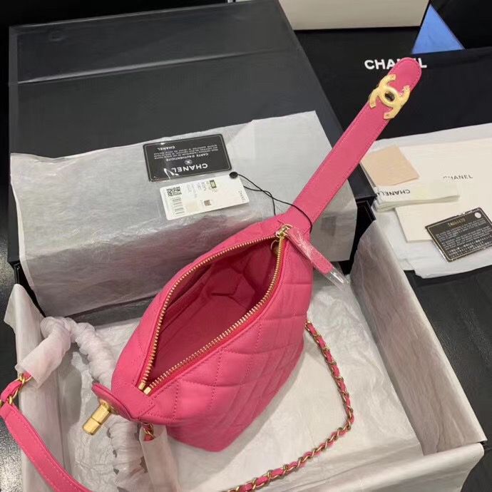 シャネル CHANEL ハンドバッグ 斜め掛け ラムスキン  ゴールド金具 ピンク AS1746LBLKGP