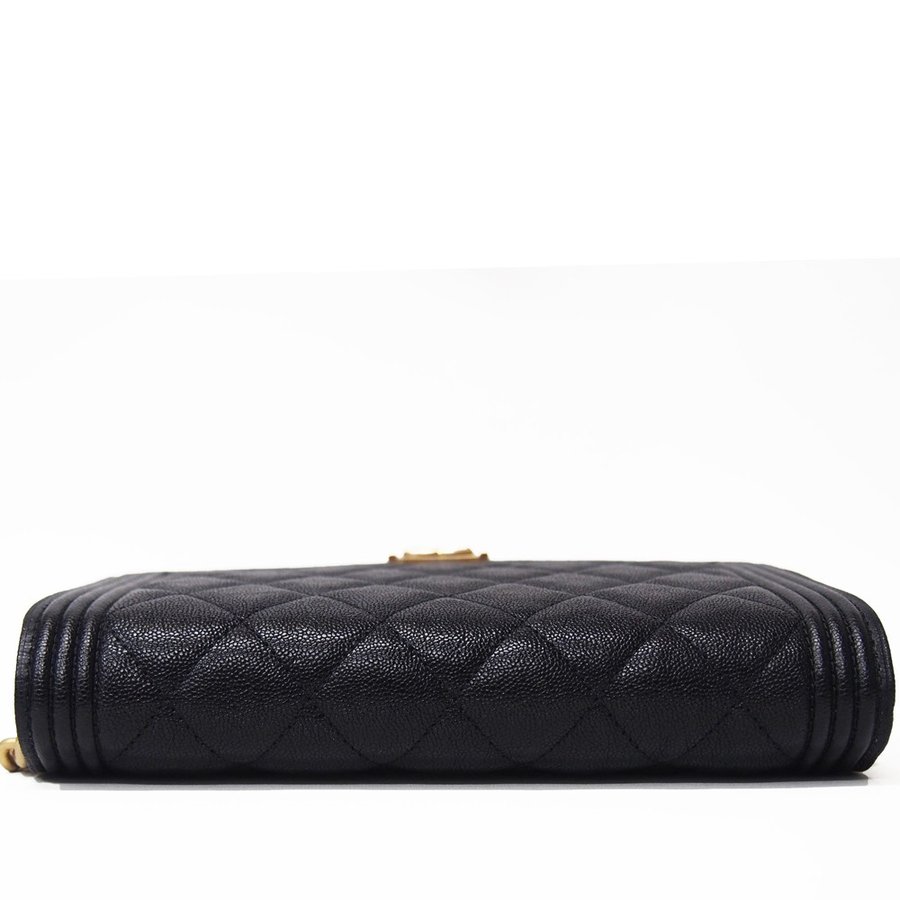 シャネル CHANEL ボーイシャネル チェーン ウォレット 黒 ゴートスキン 型押し ゴールド金具 A81969 Chanel 8031