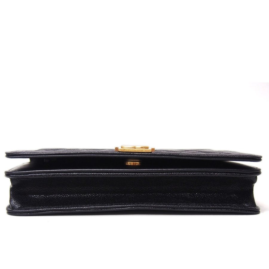 シャネル CHANEL ボーイシャネル チェーン ウォレット 黒 ゴートスキン 型押し ゴールド金具 A81969 Chanel 8031