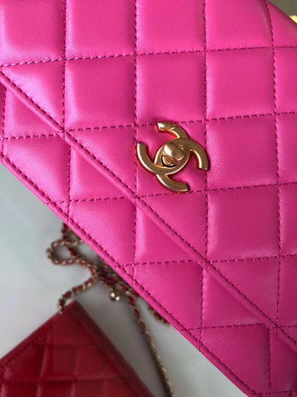 シャネル CHANEL ラムスキン チェーンウォレット ローズレッド AP1450 B02991 94309