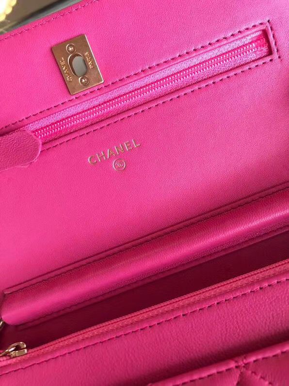 シャネル CHANEL ラムスキン チェーンウォレット ローズレッド AP1450 B02991 94309