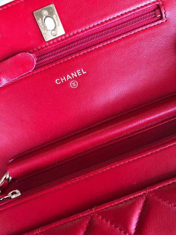 シャネル CHANEL ラムスキン チェーンウォレット 赤 AP1450 B02991 94308