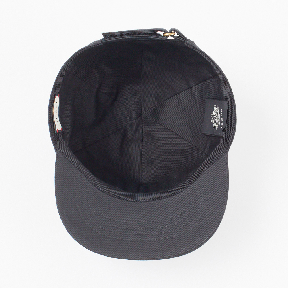 GUCCIグッチ ベースボールキャップ エンブロイダリー 596211 3HI49 1074コットン 帽子 ブラック ロゴ メンズ