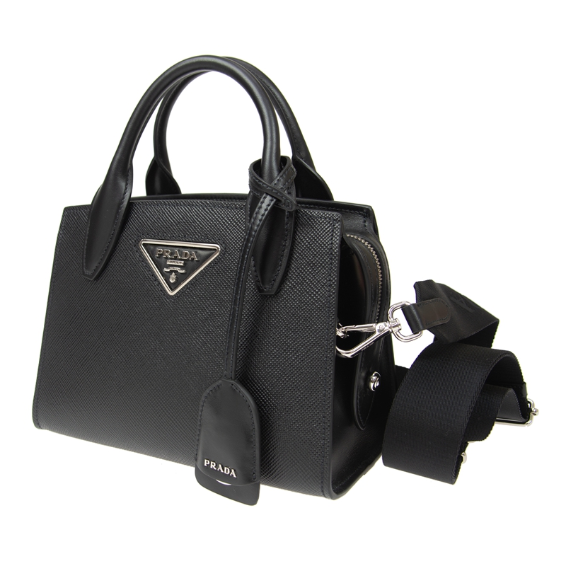 PRADA プラダ モノクローム ショルダー付き 2WAY ハンドバッグ ショルダーバッグ ブラック 1BA269 2ERX F0002