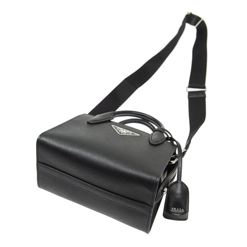 PRADA プラダ モノクローム ショルダー付き 2WAY ハンドバッグ ショルダーバッグ ブラック 1BA269 2ERX F0002
