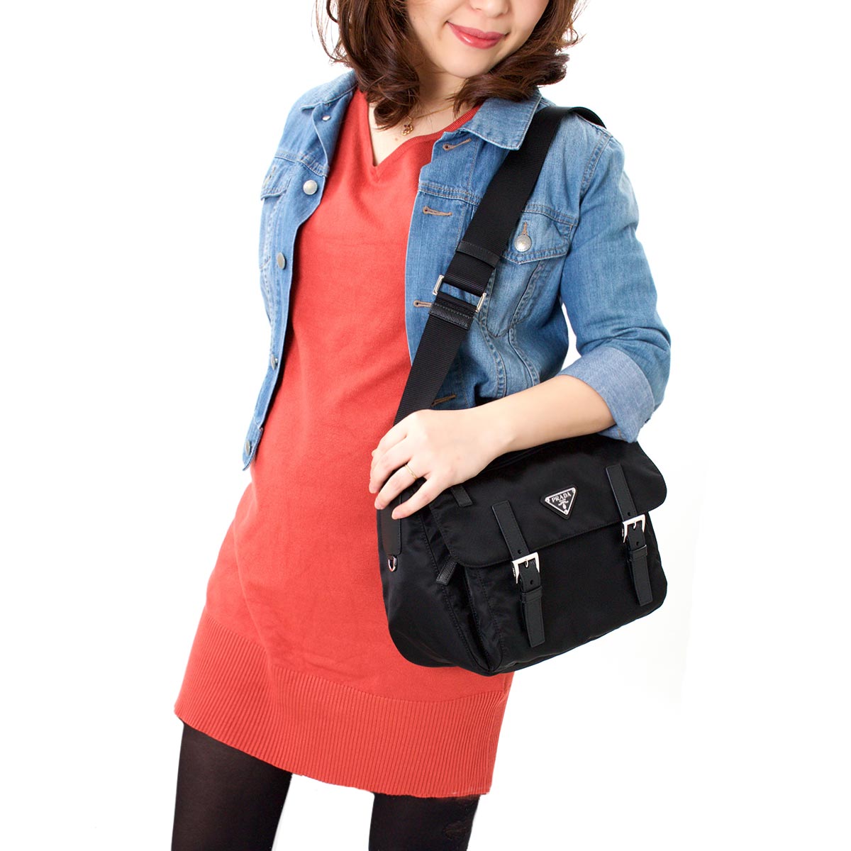 プラダ PRADA ショルダーバッグ ヴェラ/VELA 三角ロゴプレート ブラック 1BD953 V44 F0002 V OOO メンズ レディース