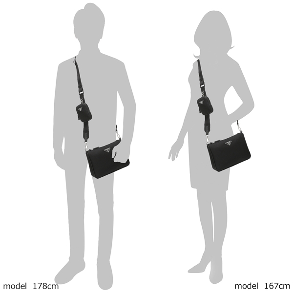 プラダ バッグ ショルダーバッグ ナイロン サフィアーノ ポーチ トライアングルロゴ ブラック メンズ レディース PRADA 2VH113 2DMH OOO F0002