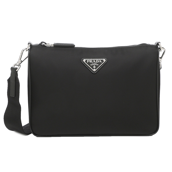 プラダ バッグ ショルダーバッグ ナイロン サフィアーノ ポーチ トライアングルロゴ ブラック メンズ レディース PRADA 2VH113 2DMH OOO F0002