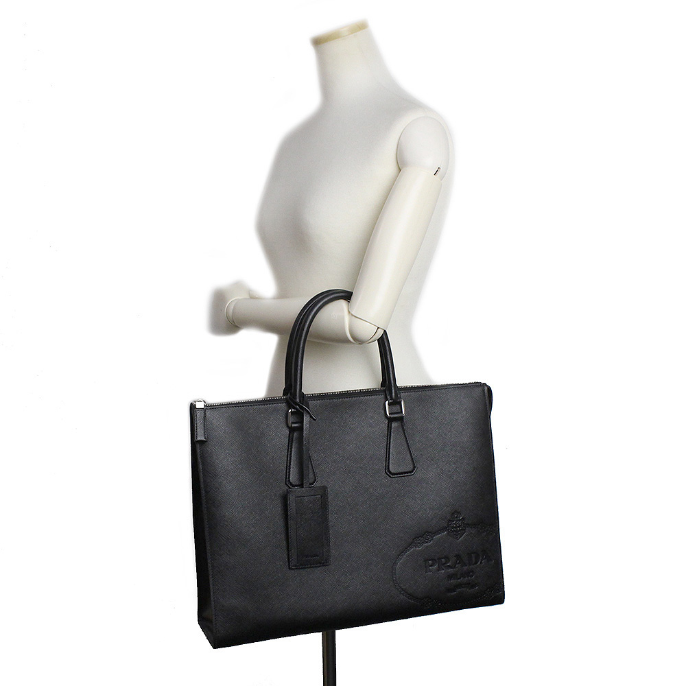 プラダ サフィアーノ トラベル レザー ビジネスバッグ ブリーフケース ブラック 黒 メンズ 2VG039 6K2 F0002