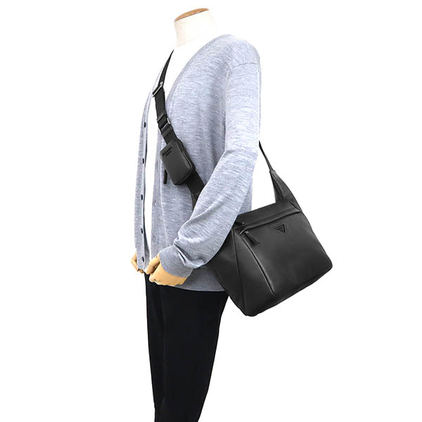 プラダ PRADA ショルダーバッグ メンズ ベルトポーチ付 レザー ブラック 2VH125 2DMF F0002