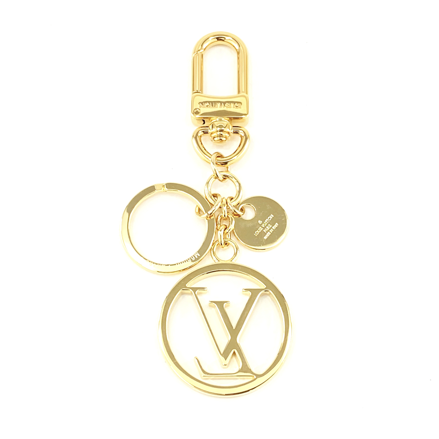 ルイヴィトン LOUIS VUITTON キーホルダー キーリング バッグチャーム LV サークル ゴールド M68000