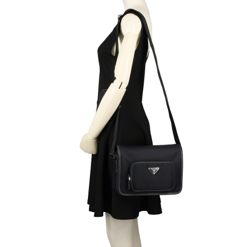 プラダバッグ ショルダーバッグ ナイロン サフィアーノ トライアングルロゴ ブラック メンズ レディース PRADA 2VD041 2DMH F0002