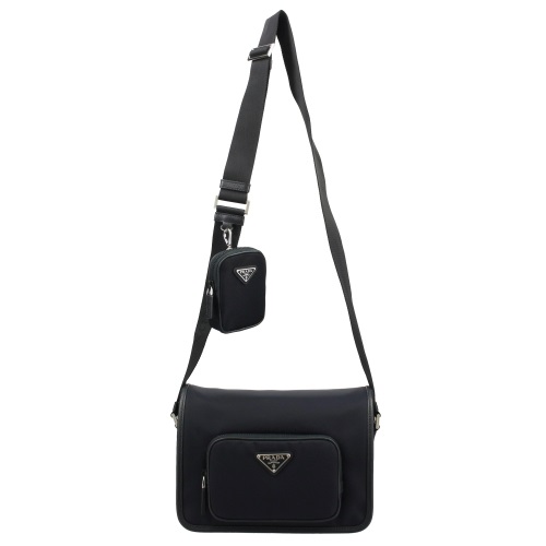 プラダバッグ ショルダーバッグ ナイロン サフィアーノ トライアングルロゴ ブラック メンズ レディース PRADA 2VD041 2DMH F0002