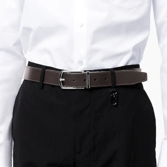 LouisVuitton スレンダー 35MM リバーシブル ベルト 黒 レザー M0128Q

