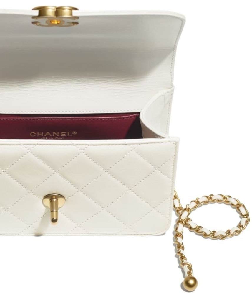 シャネル CHANEL ミニ フラップバック カーフスキン ホワイト AS2615 B05973 10601