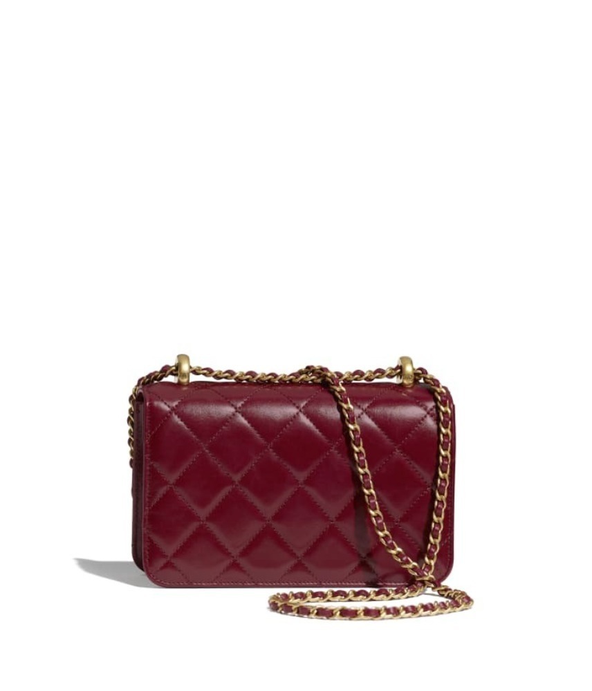シャネル CHANEL ミニ フラップバック カーフスキン バーガンディー AS2615 B05973 NC635