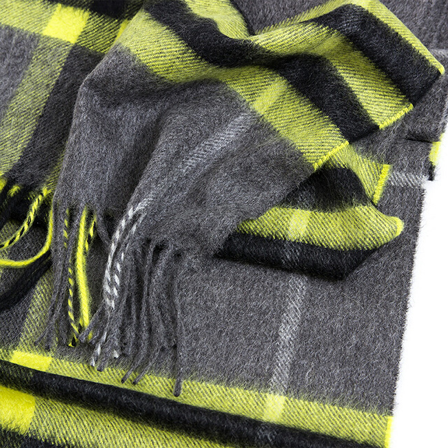 バーバリー BURBERRY カシミアマフラー （カシミヤ） チャコール×イエロー（ジャイアントチェック柄）80339081