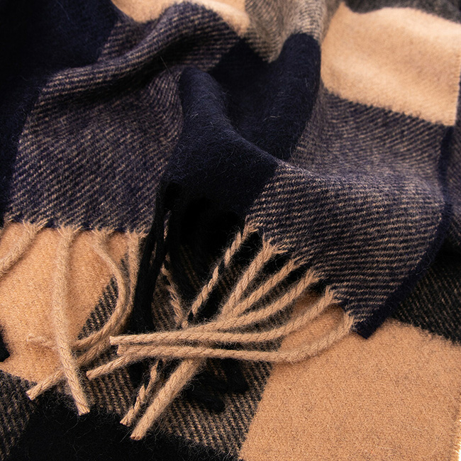 バーバリー BURBERRY カシミアマフラー （カシミヤ） インディゴブルー×ブラック×キャメル（チェック柄）80223491