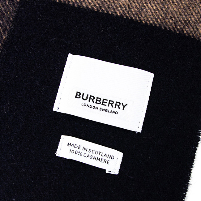 バーバリー BURBERRY カシミアマフラー （カシミヤ） インディゴブルー×ブラック×キャメル（チェック柄）80223491