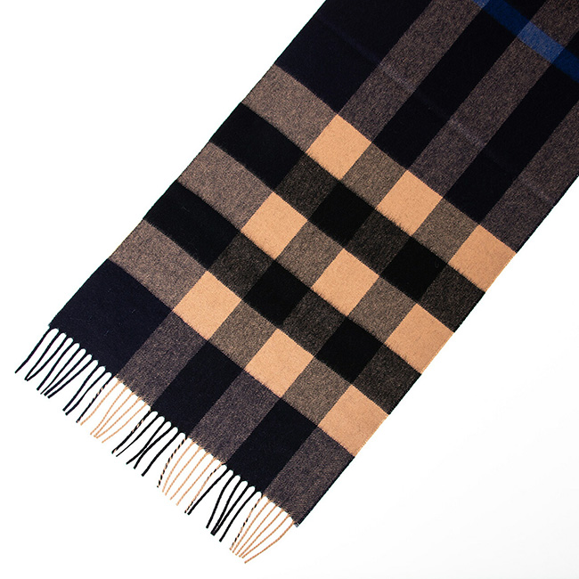 バーバリー BURBERRY カシミアマフラー （カシミヤ） インディゴブルー×ブラック×キャメル（チェック柄）80223491