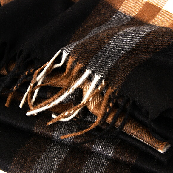 バーバリー BURBERRY カシミアマフラー （カシミヤ） ブラック×ブラウン（ジャイアントチェック柄）80164081