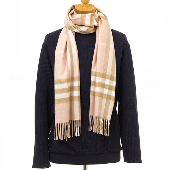 バーバリー BURBERRY カシミアマフラー （カシミヤ） ペールピンクチェック 80163941